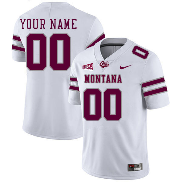 Custom University Of Montana Grizzlies Player's Name And Number Jersey-White